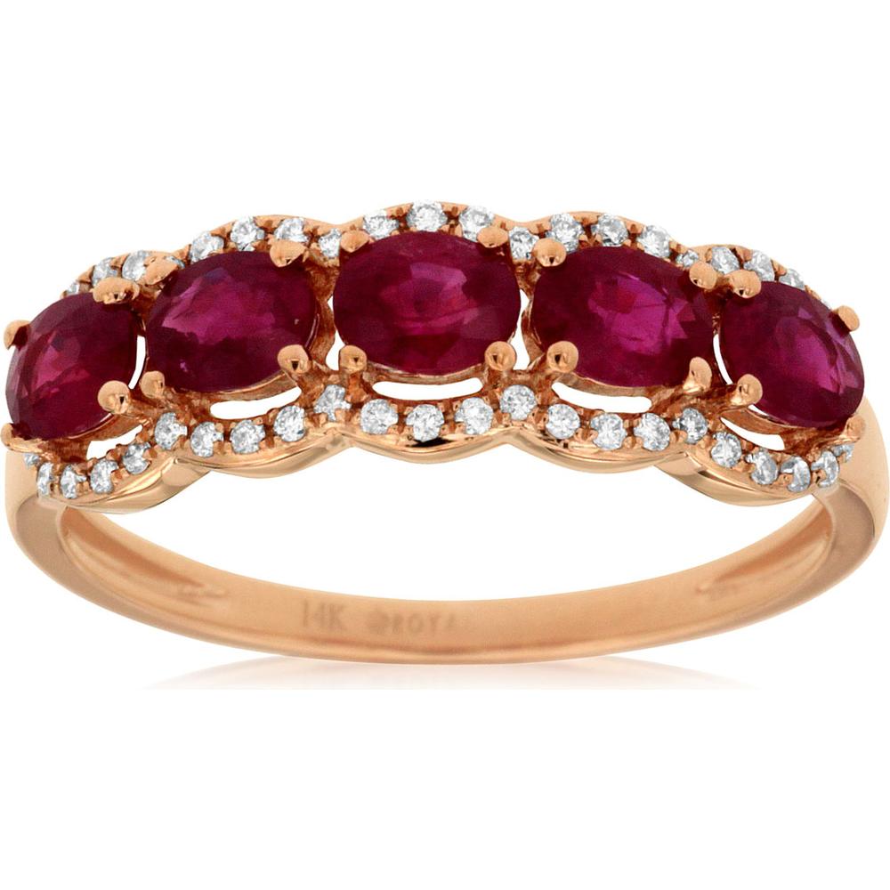 Royal 14K Rose Gold Ruby & Diamond Ring - 1.15 Carat Ruby - 0.14 Carat Diamond Total Weight