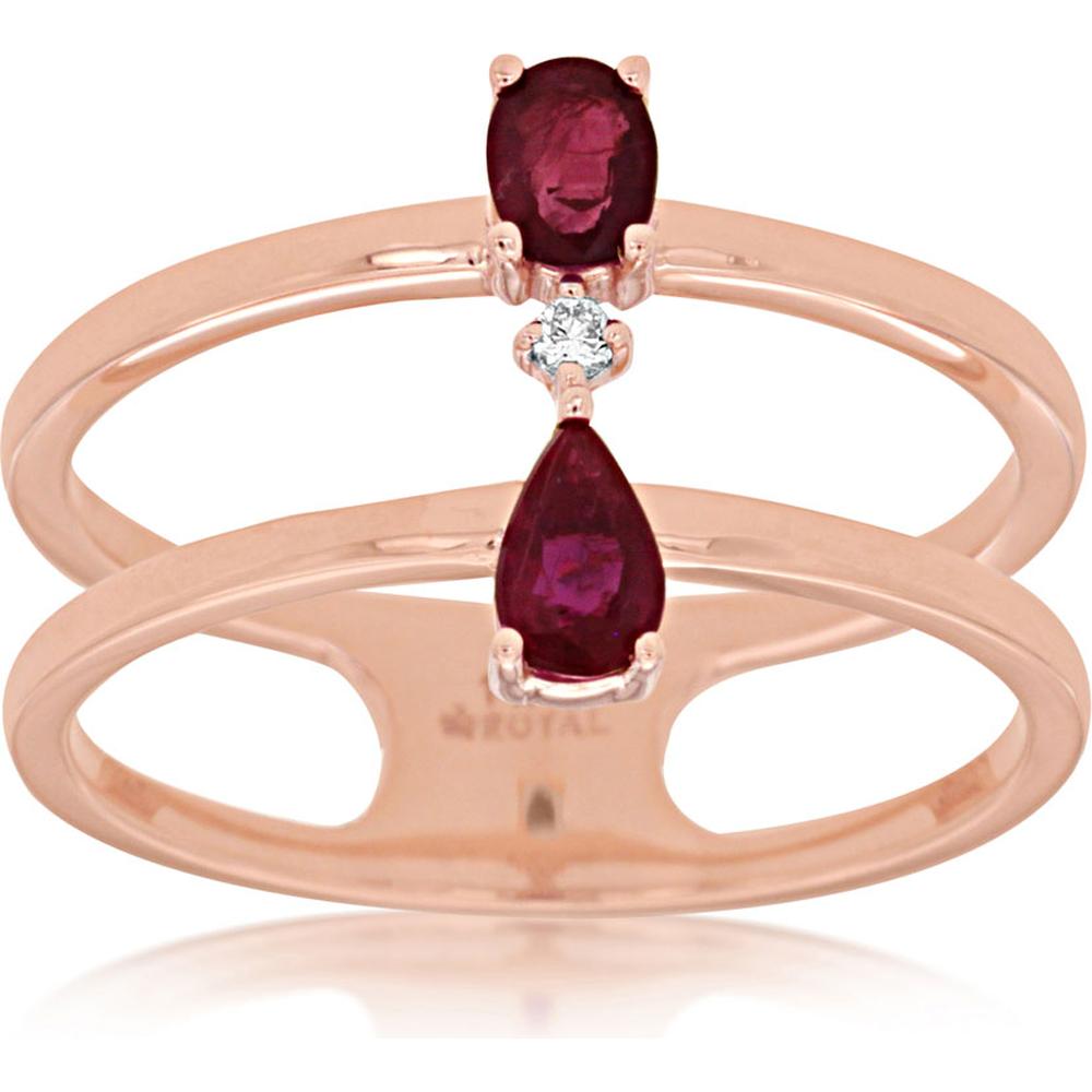 Royal 14K Rose Gold Ruby & Diamond Ring - Elegant Romance