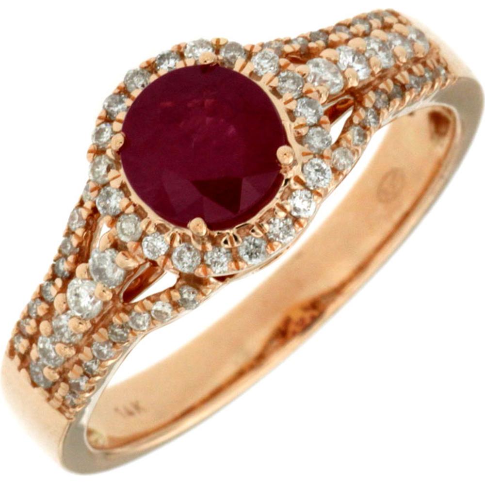 Royal 14K Rose Gold Ruby & Diamond Ring - Exquisite Elegance