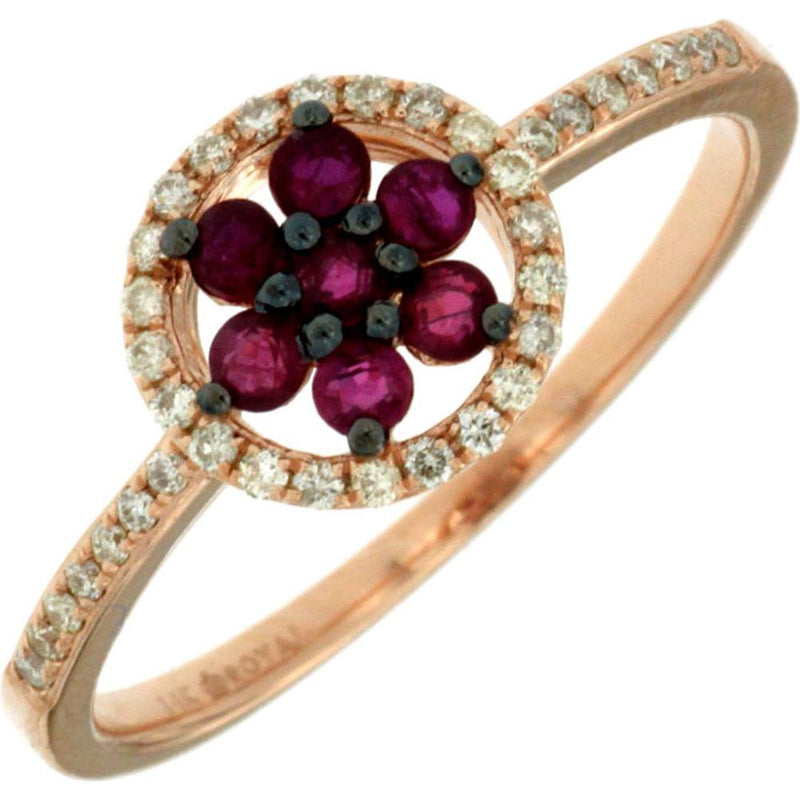 Royal 14K Rose Gold Ruby & Diamond Ring - Exquisite Elegance