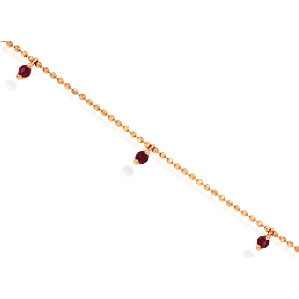 Royal 14K Rose Gold Ruby Bracelet with Round Rubies - 0.25 Carats Total Ruby Weight
