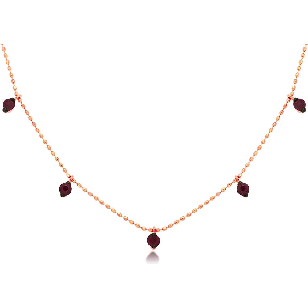 Royal 14K Rose Gold Ruby Station Necklace - 0.65 Carat Total Weight
