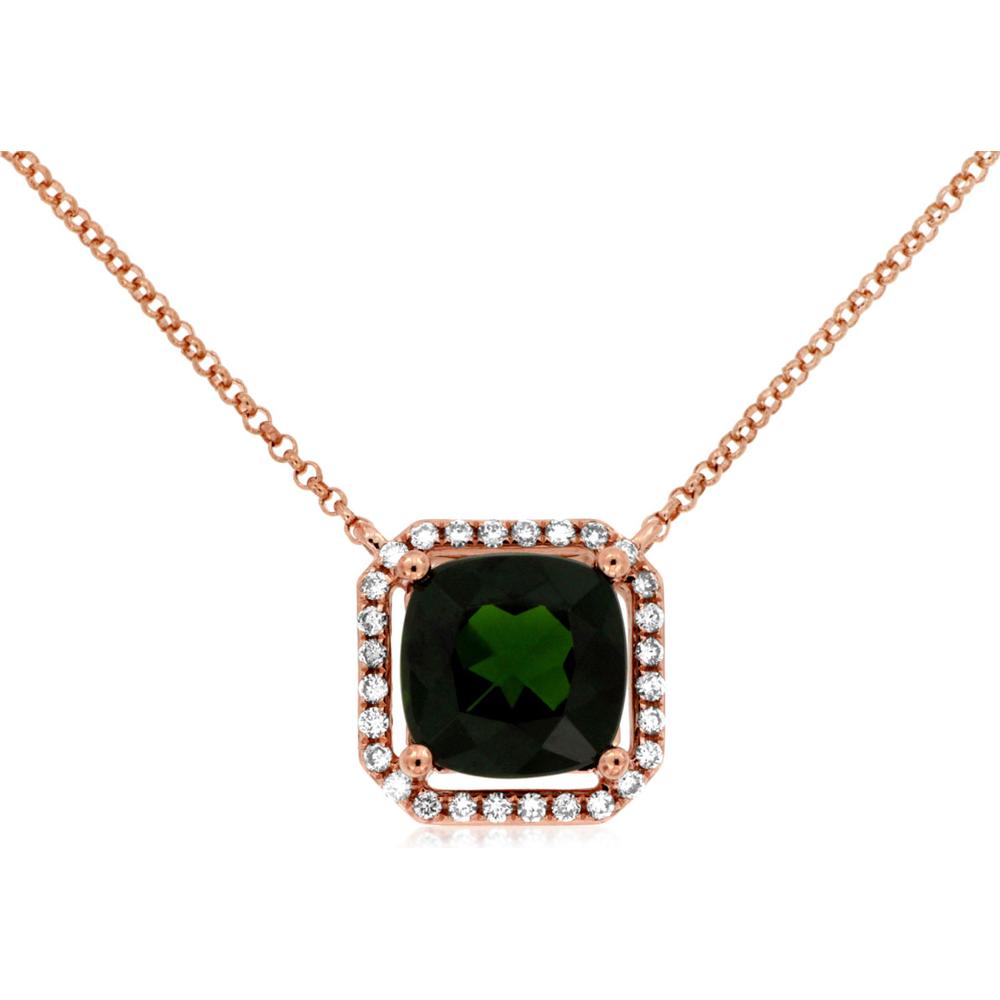 Royal 14K Rose Gold Russalite & Diamond Necklace with Cushion Cut Russalite - 2.10 Carats Total Gem Weight