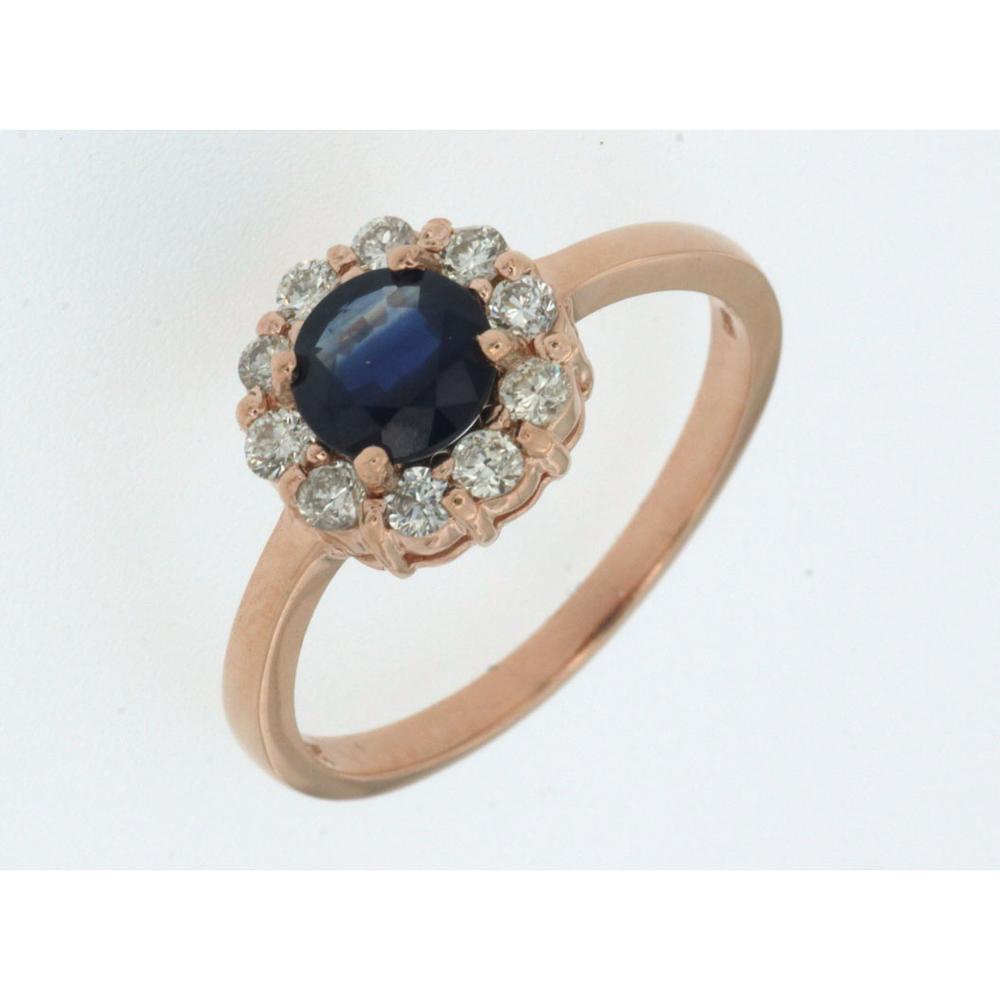 Royal 14K Rose Gold Sapphire and Diamond Halo Ring - 1.10 Carat Total Gem Weight