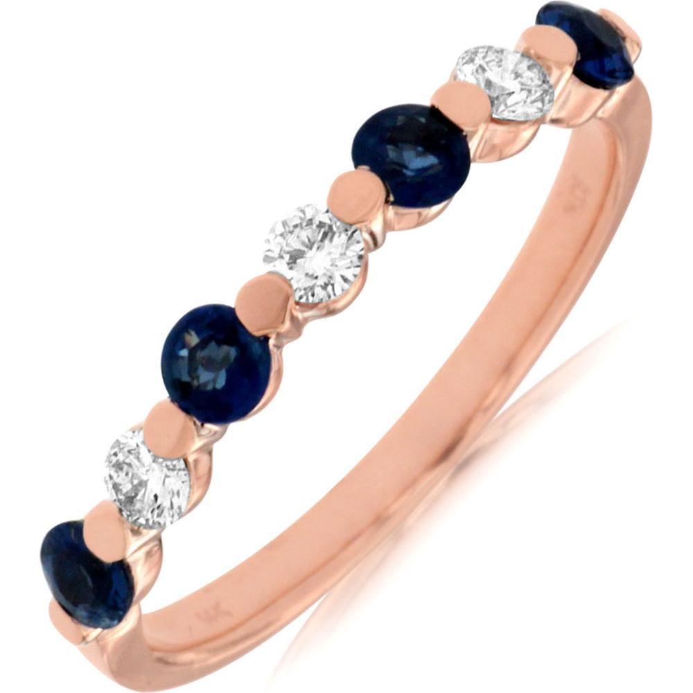 Royal 14K Rose Gold Sapphire & Diamond Ring - Exquisite Romantic Elegance