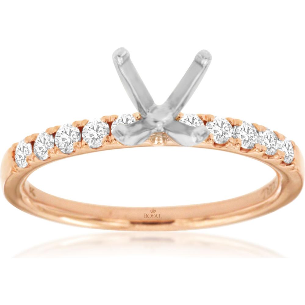 Royal 14K Rose Gold Semi Mount for Custom Gemstone - 0.30 Carat
