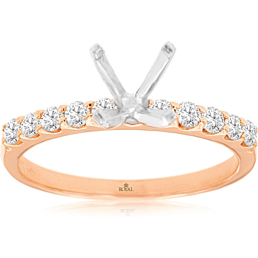 Royal 14K Rose Gold Semi Mount for Custom Gemstone Earrings