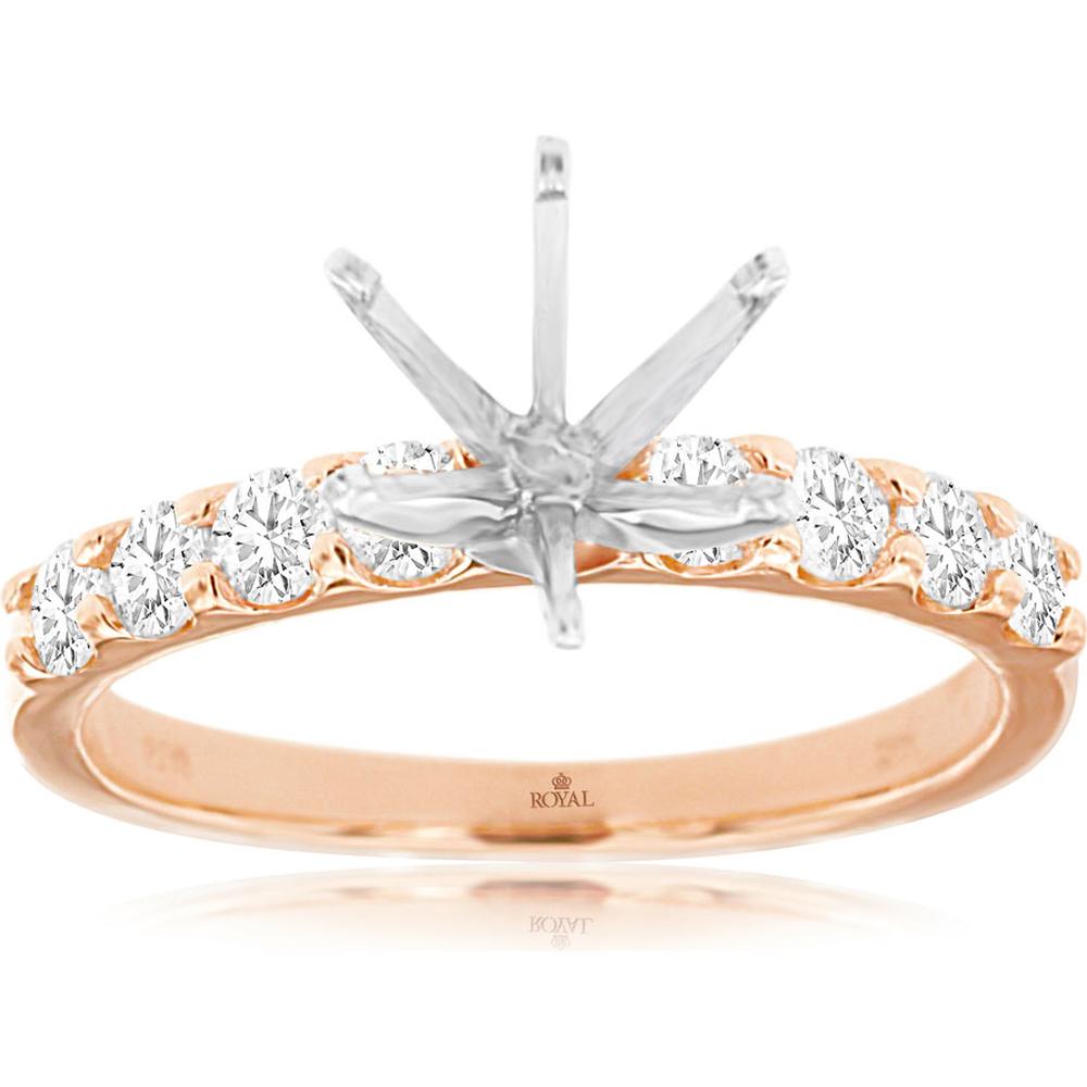 Royal 14K Rose Gold Semi Mount with 0.56 Carat Diamond Weight