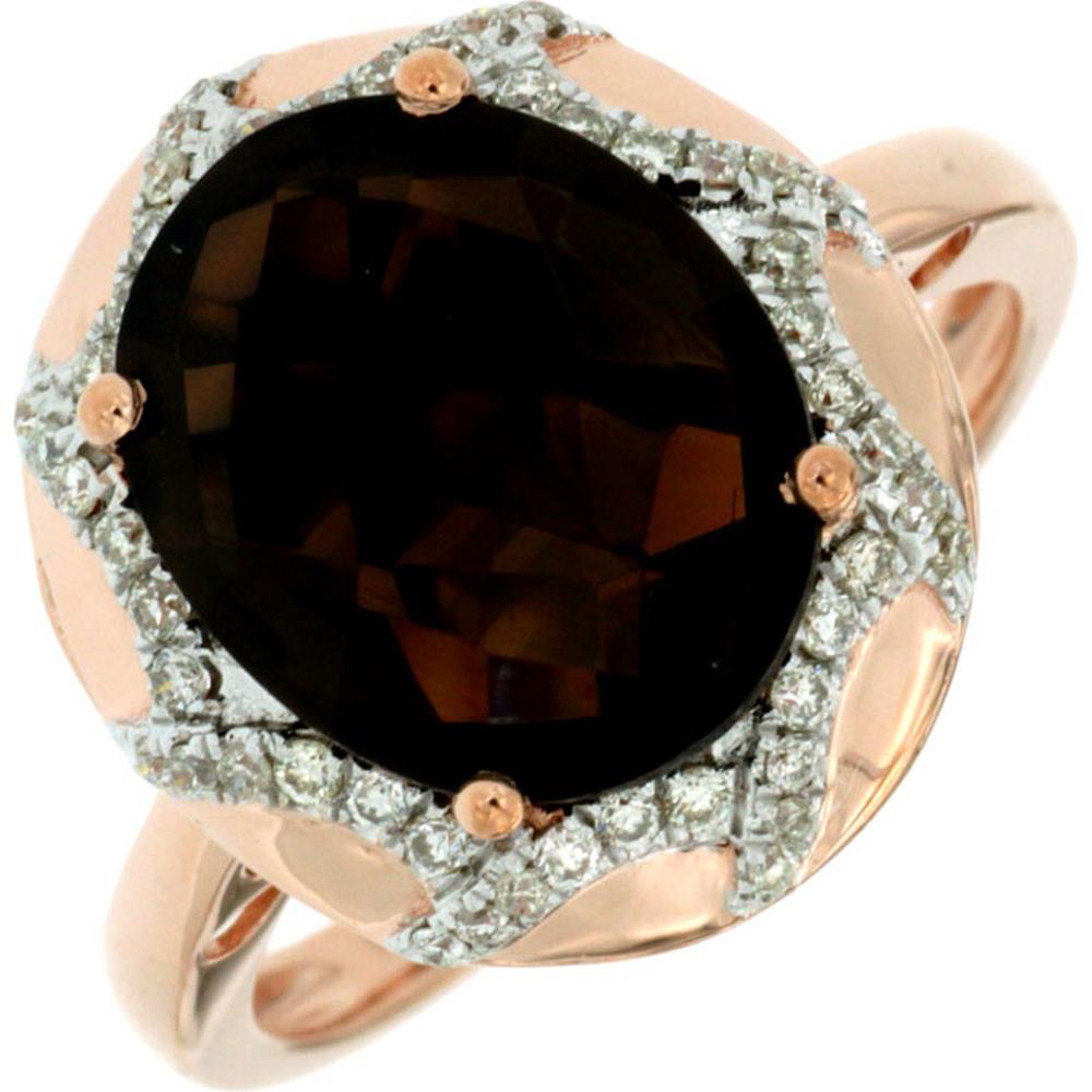 Royal 14K Rose Gold Smoky Quartz & Diamond Halo Ring - 3.55 Carats Total Weight
