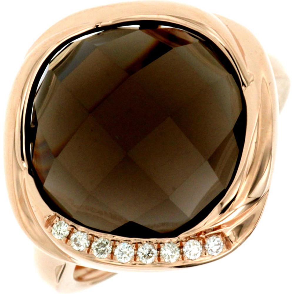 Royal 14K Rose Gold Smoky Quartz & Diamond Ring - 10.75 Carat Total Gem Weight