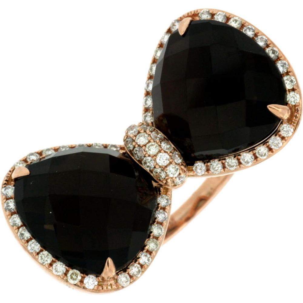 Royal 14K Rose Gold Smoky Quartz & Diamond Ring - 9.10 Carat Smoky Quartz, 0.50 Carat Diamond Total Weight