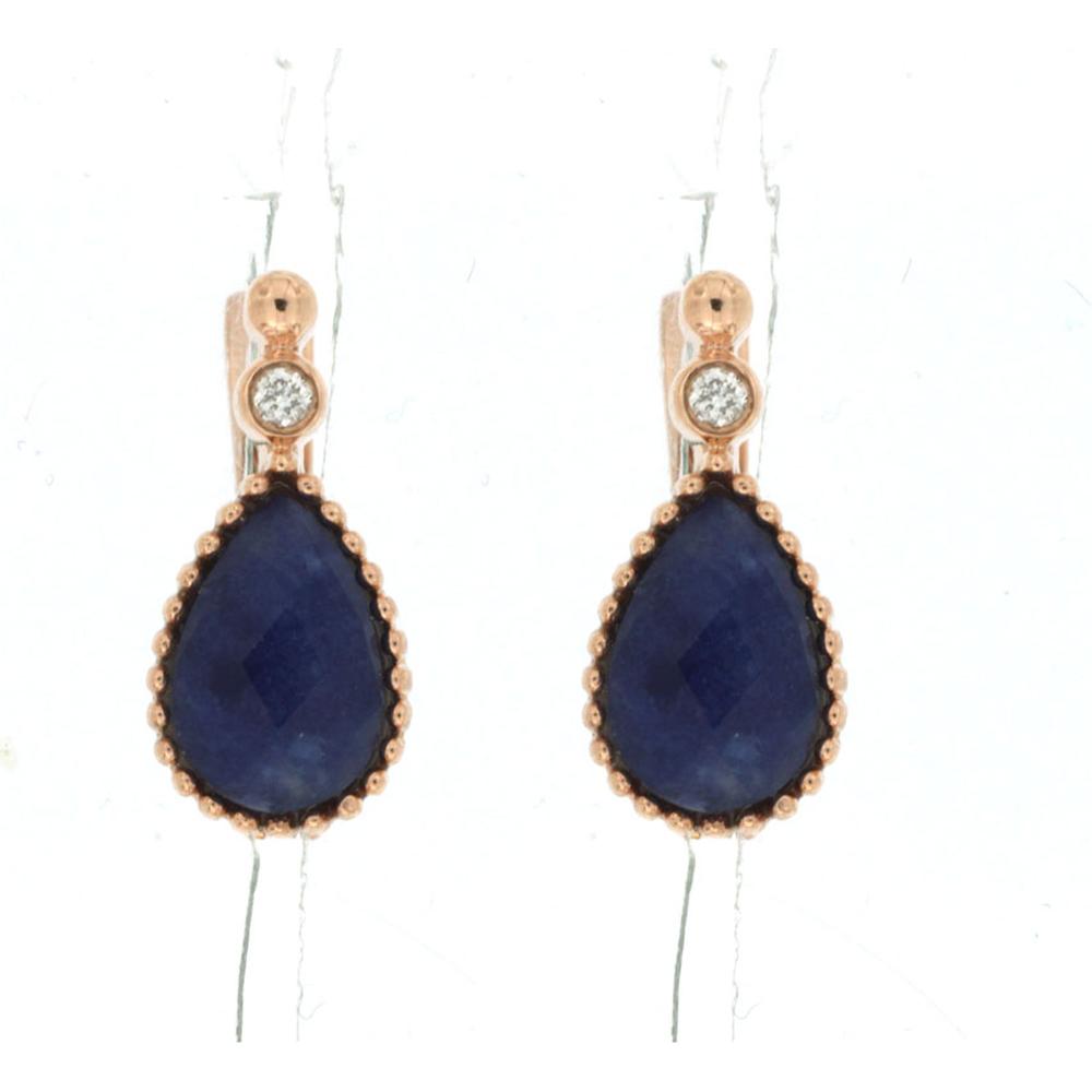 Royal 14K Rose Gold Sodalite and Diamond Pear-Shaped Earrings