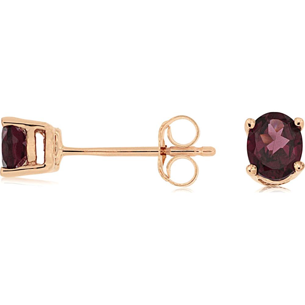 Royal 14K Rose Gold Stud Earrings with 0.90 Carat Oval Rhodolite