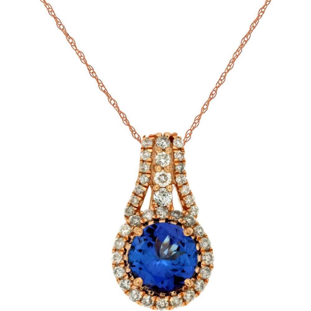Royal 14K Rose Gold Tanzanite and Diamond Pendant - Exquisite Elegance
