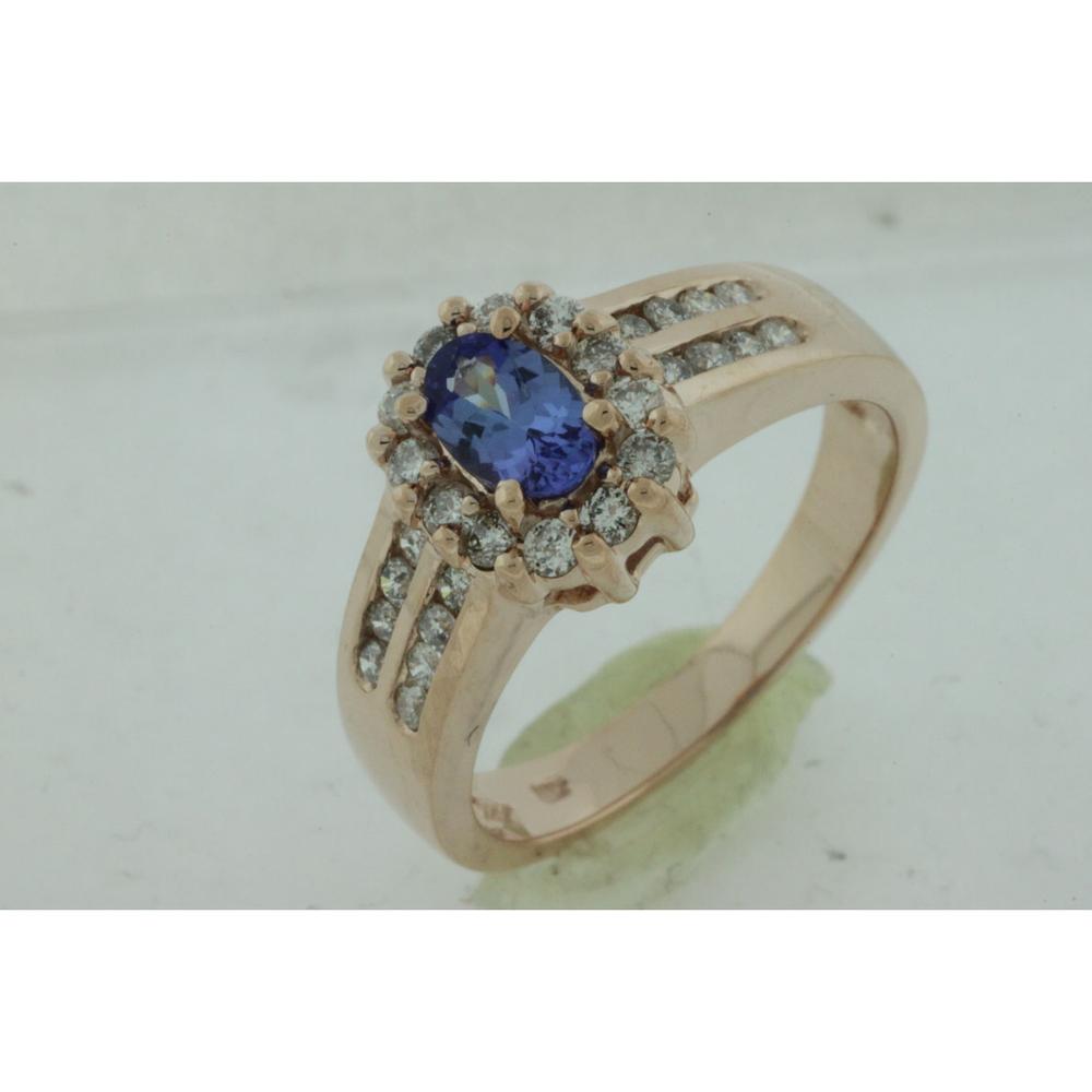 Royal 14K Rose Gold Tanzanite & Diamond Ring - 0.55 Carat Diamond, 0.40 Carat Tanzanite