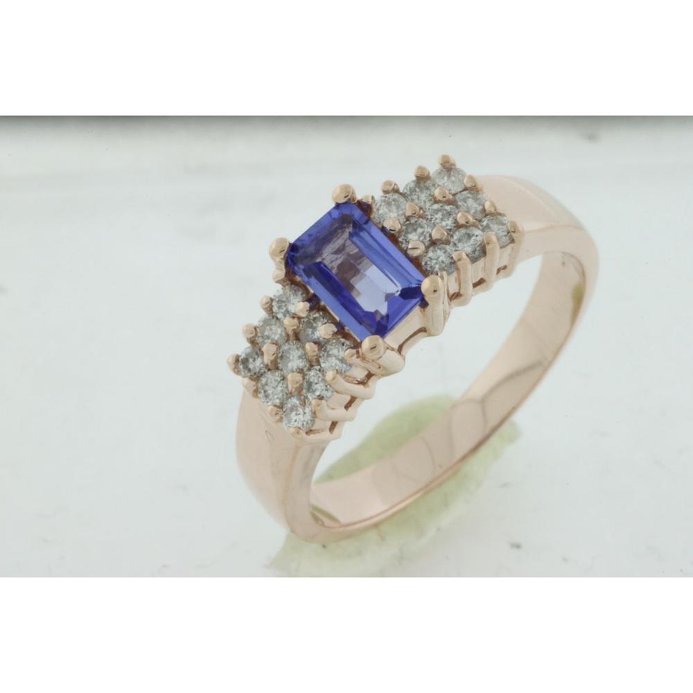 Royal 14K Rose Gold Tanzanite & Diamond Ring - 0.65 Carat Tanzanite, Halo Setting