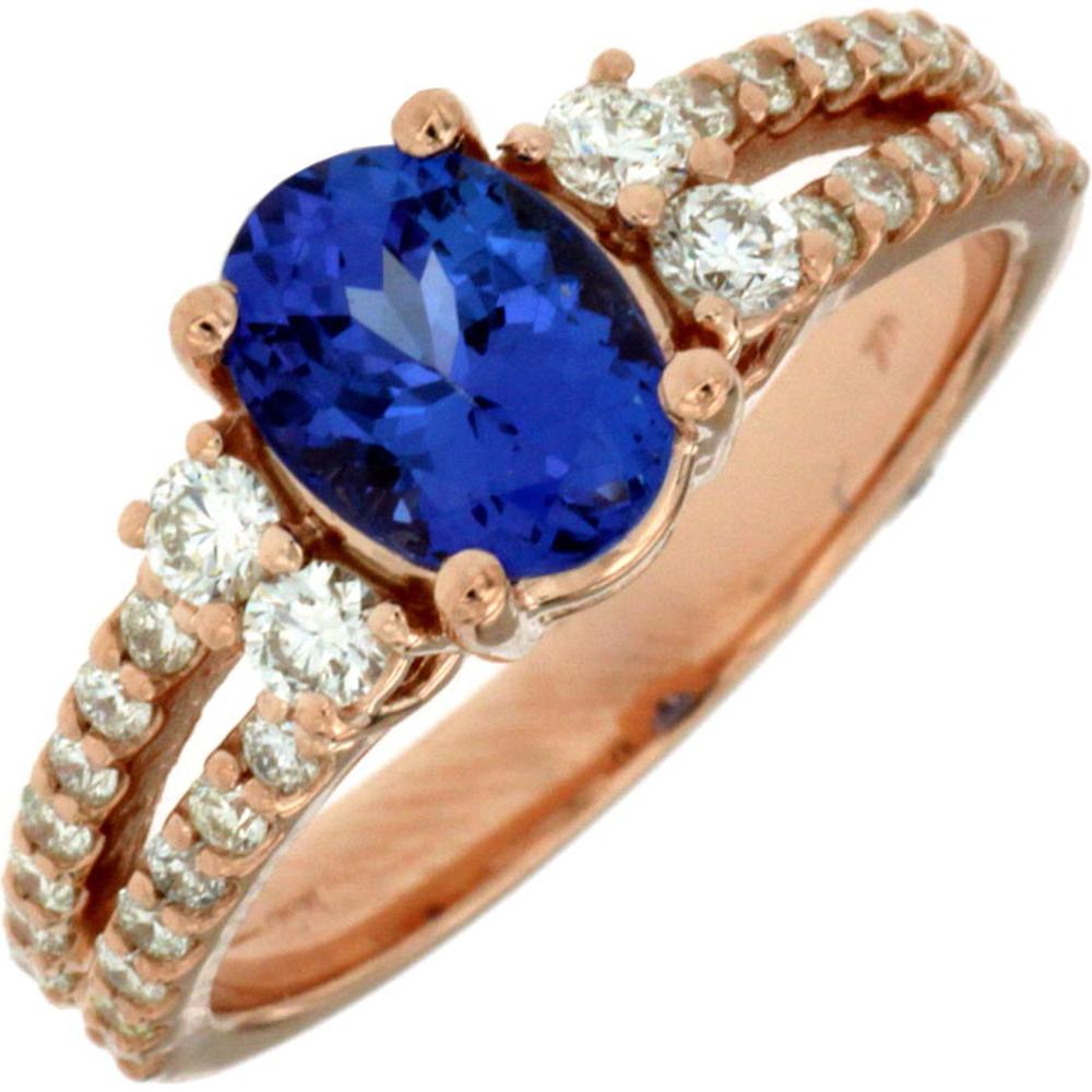 Royal 14K Rose Gold Tanzanite & Diamond Ring - 1.95 Carat Total Gem Weight
