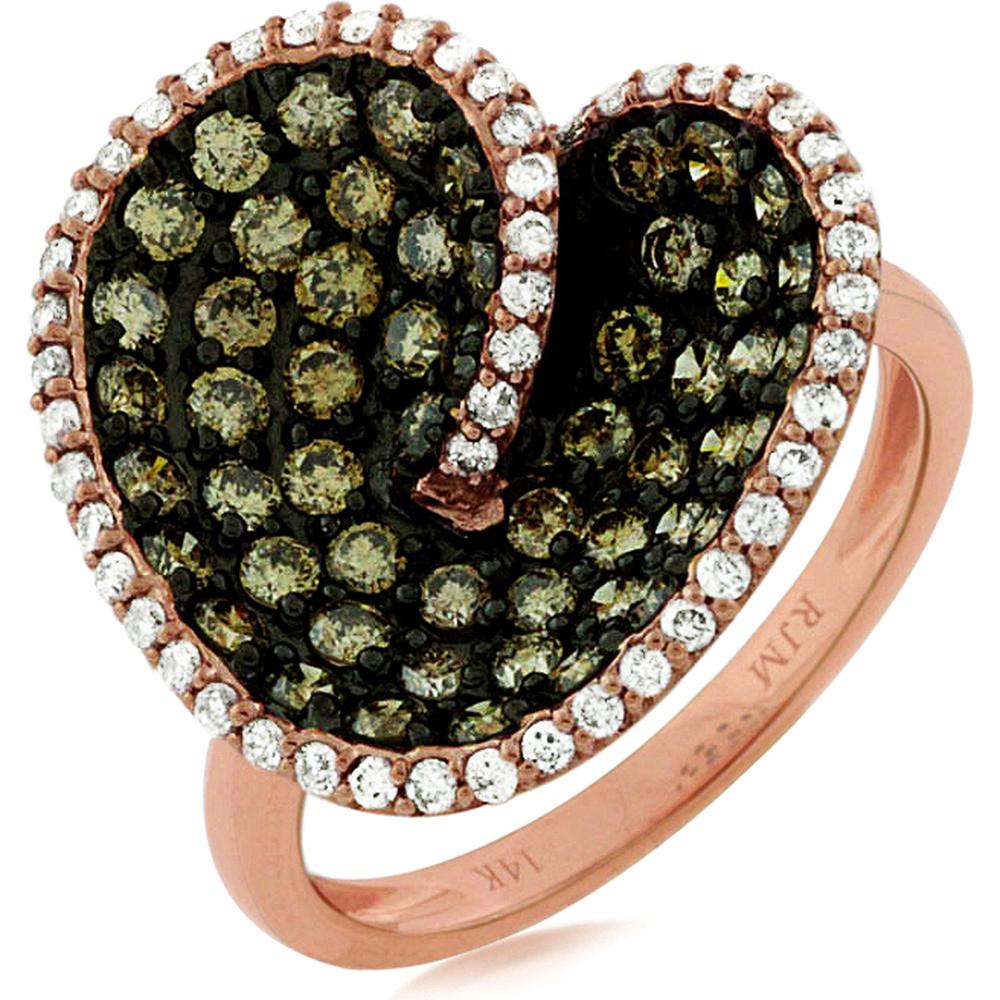 Royal 14K Rose Gold Unique Diamond & Mocha Diamond Ring - 1.75 Carat Total Diamond Weight