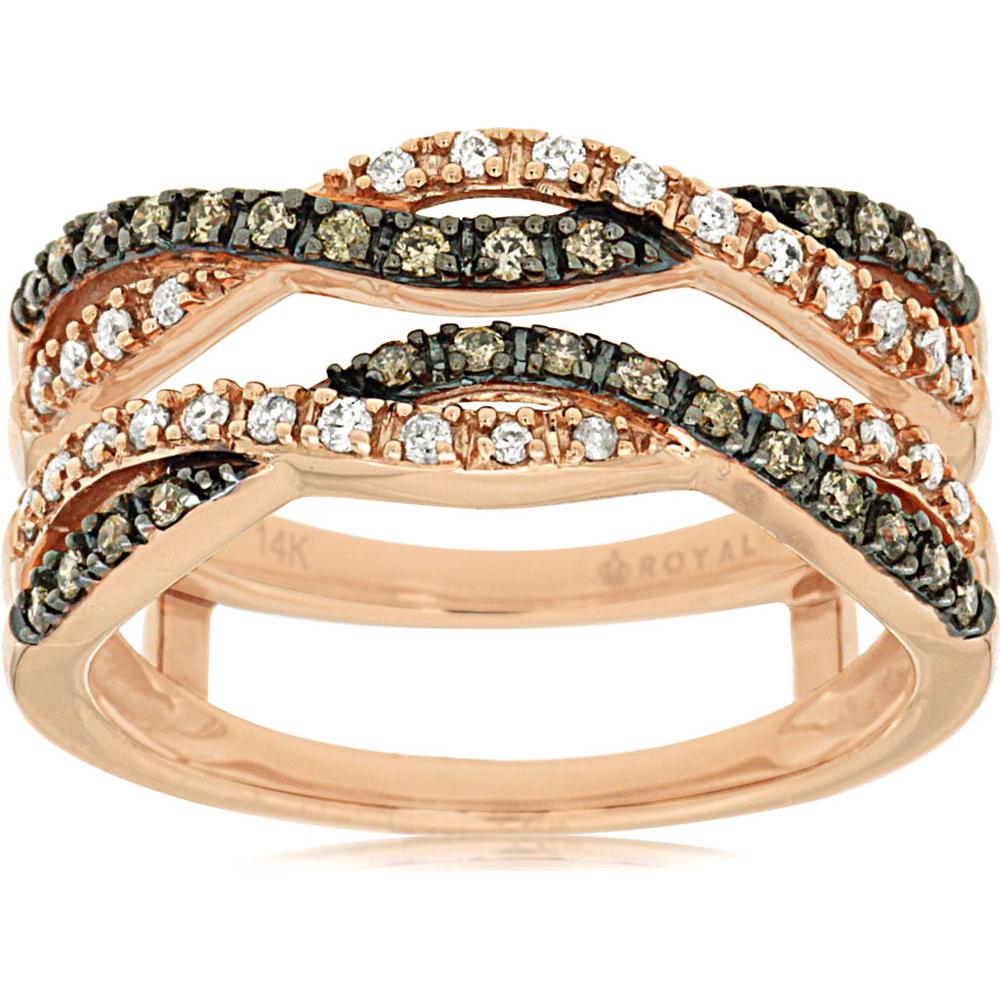 Royal 14K Rose Gold White & Mocha Diamond Ring - 0.38 Carats Total Diamond Weight