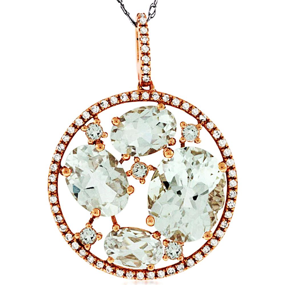 Royal 14K Rose Gold White Topaz & Diamond Pendant - 6.20 Carat Topaz, 0.20 Carat Diamond