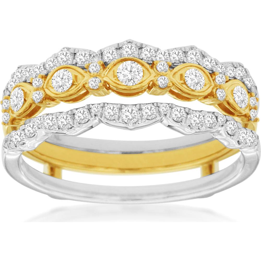 Royal 14K Tri-Color Gold Diamond Wedding Ring - 0.48 Carat Total Weight