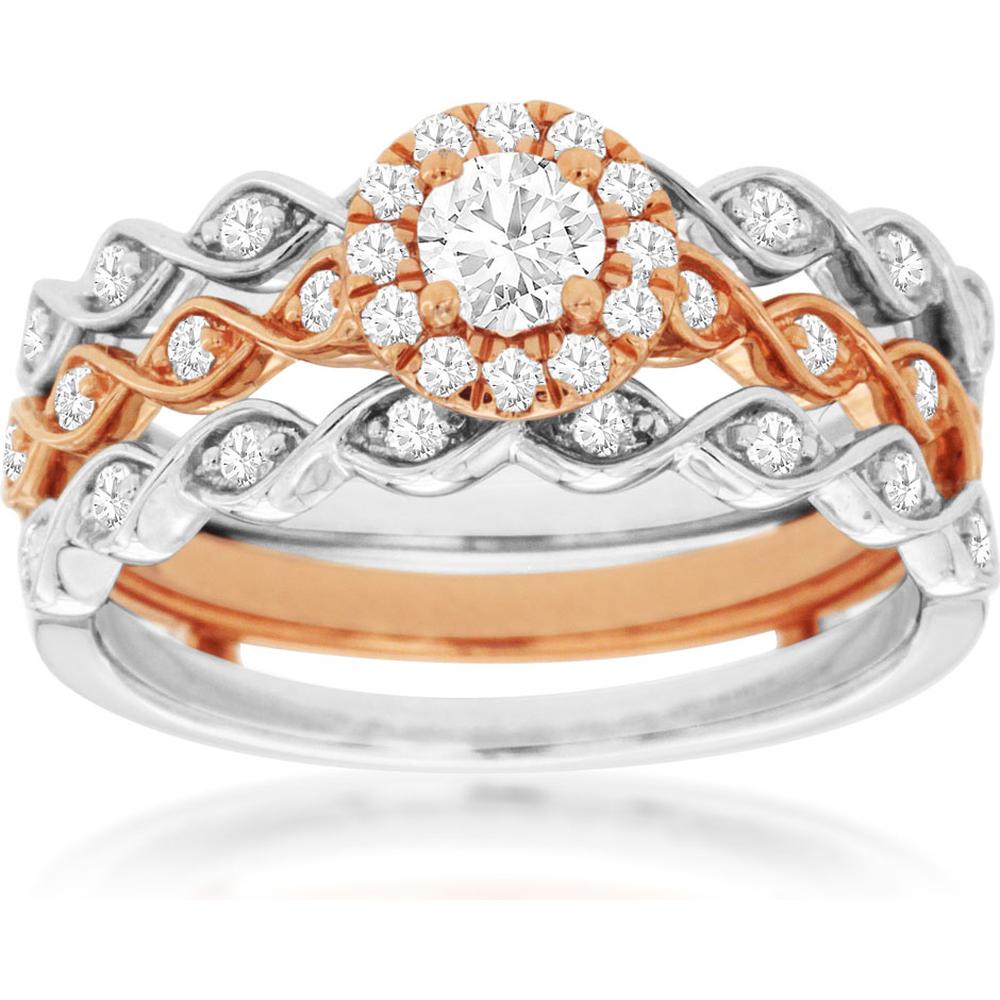 Royal 14K Tri-Color Gold Engagement Ring with 0.61 Carat Diamond - Timeless Symbol of Love