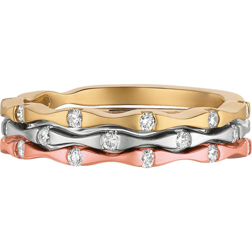 Royal 14K Two-Tone Gold Diamond Wedding Band with Prong-Set Round Diamonds - 0.40 Carats Total Diamond Weight