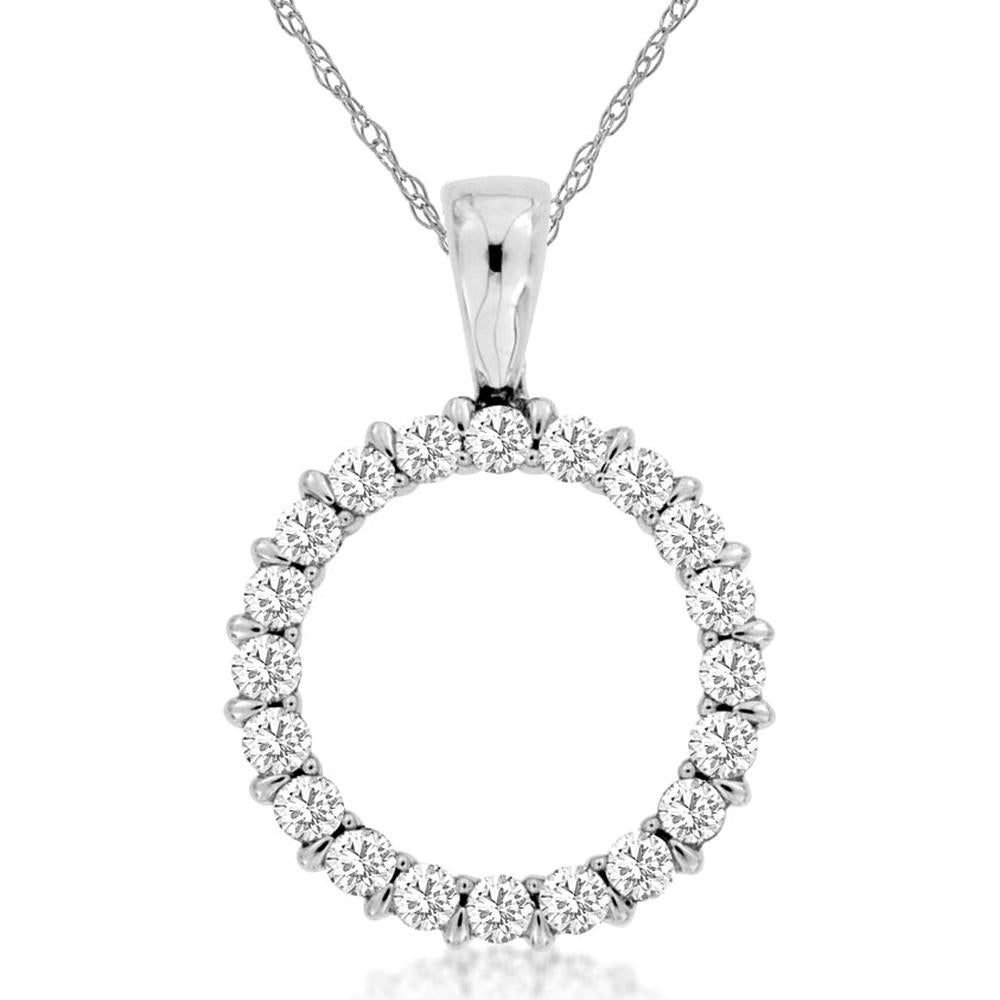 Royal 14K White Gold 0.25 Carat Diamond Circle Pendant