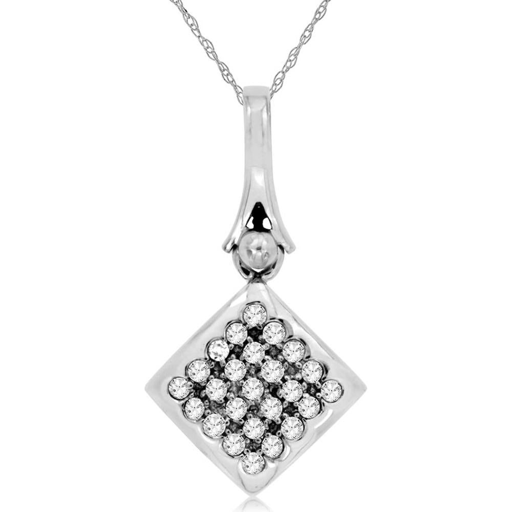 Royal 14K White Gold 0.25 Carat Round Diamond Pendant