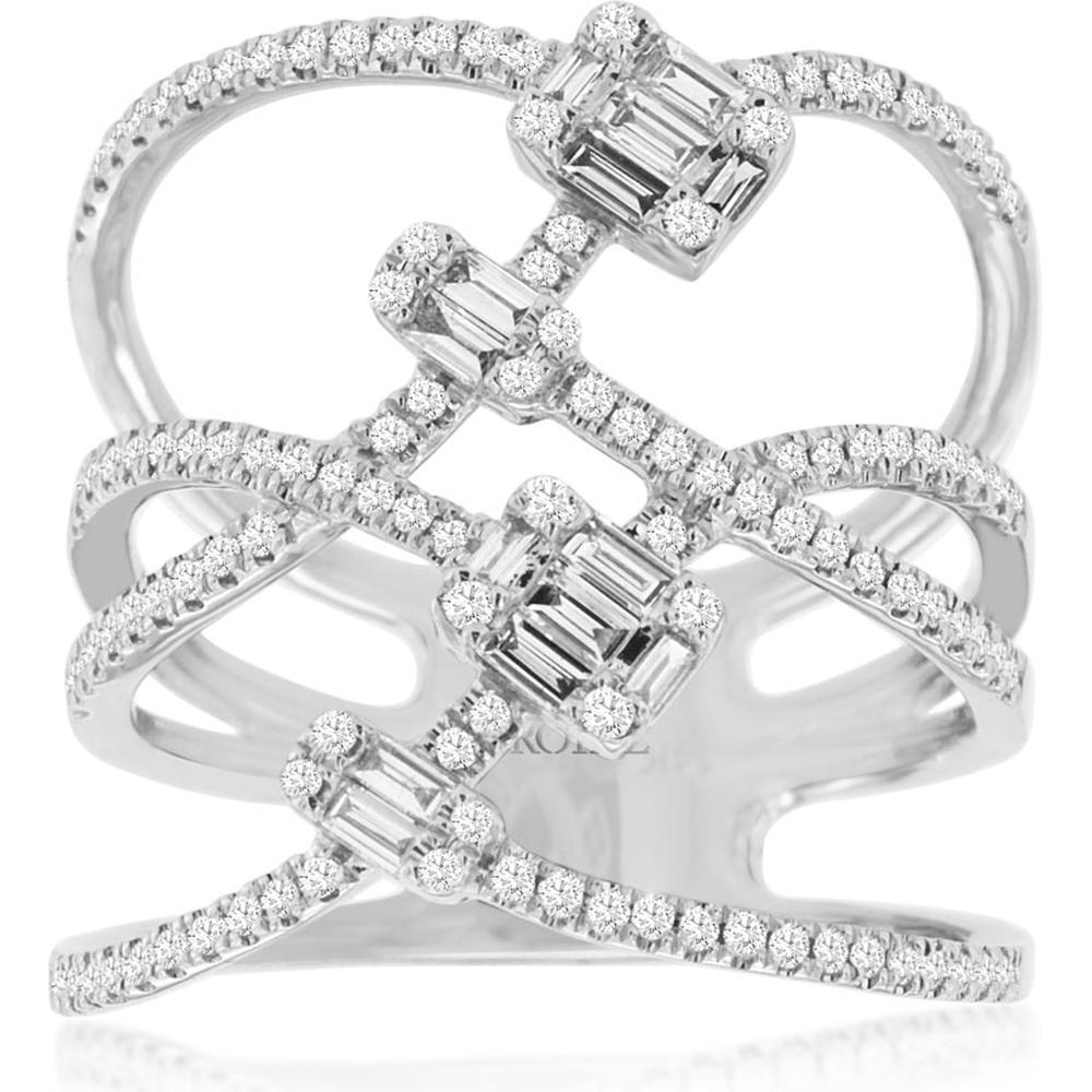 Royal 14K White Gold 0.32 Carat Diamond Ring with 0.25 Carat Side Stones