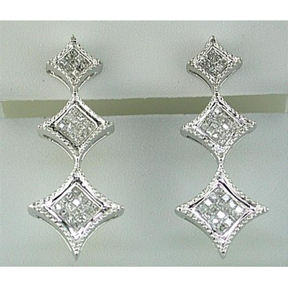 Royal 14K White Gold 0.50 Carat Princess Cut Diamond Earrings