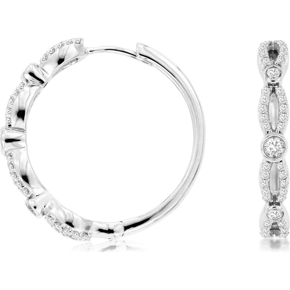 Royal 14K White Gold 0.52 Carat Diamond Hoop Earrings