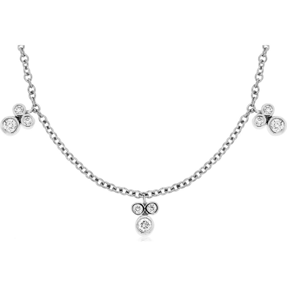 Royal 14K White Gold 0.75 Carat Diamond 9 Station Necklace