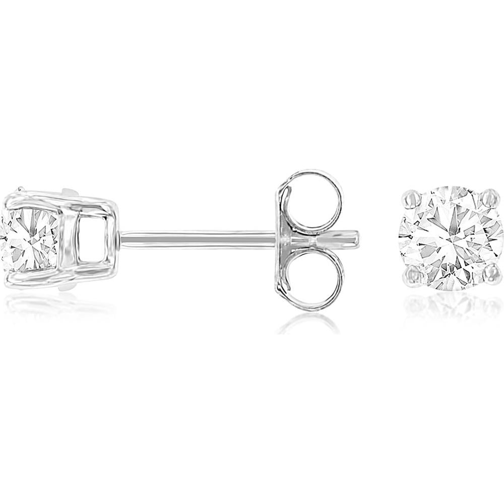 Royal 14K White Gold 0.75 Carat Round Diamond Stud Earrings