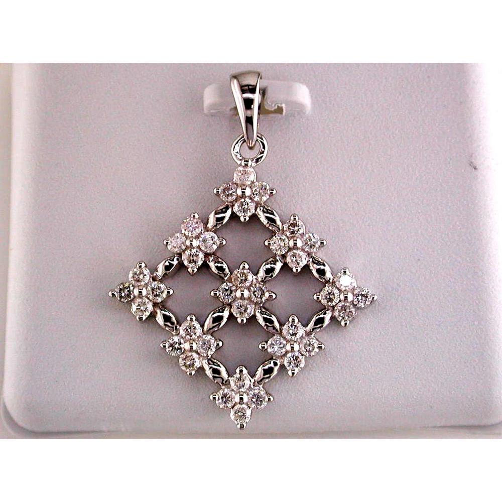 Royal 14K White Gold 0.80 Carat Round Diamond Pendant