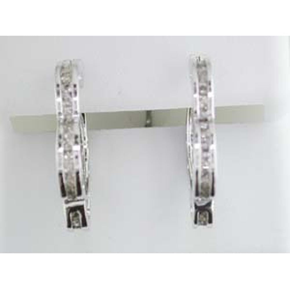 Royal 14K White Gold 1.00 Carat Diamond Hoop Earrings
