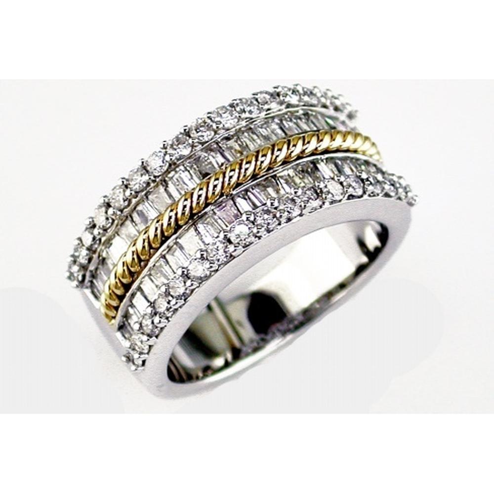 Royal 14K White Gold 1.75 Carat Round and Princess Cut Diamond Engagement Ring