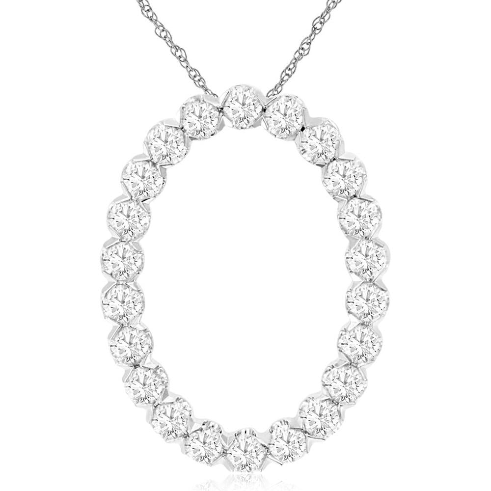 Royal 14K White Gold 1 Carat Oval Diamond Pendant
