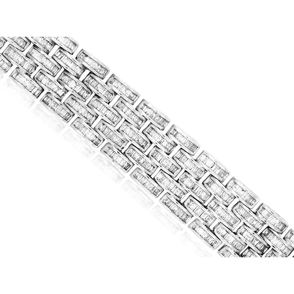 Royal 14K White Gold 11.00 Carat Baguette Diamond Men's Bracelet