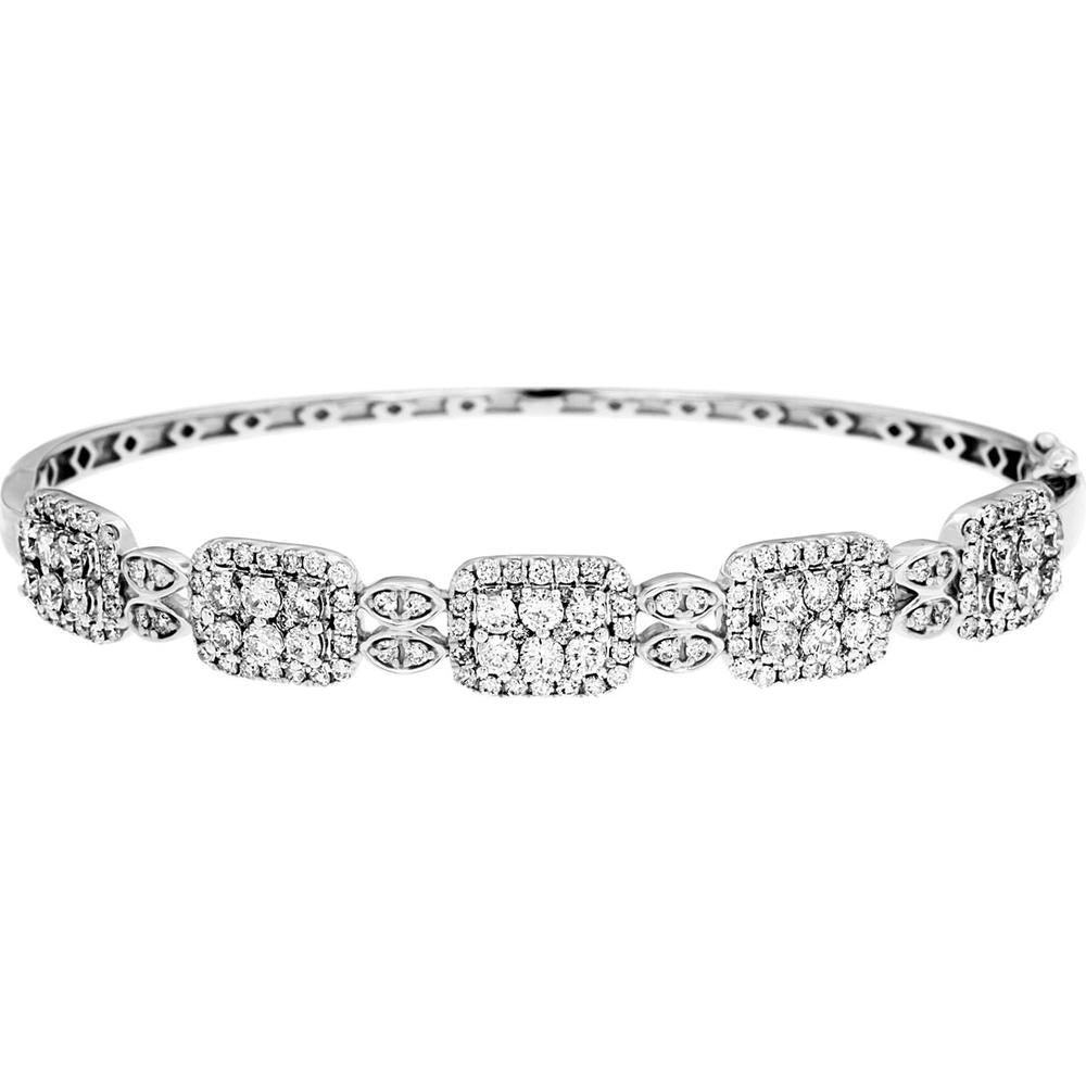 Royal 14K White Gold 2.55 Carat Diamond Bangle Bracelet