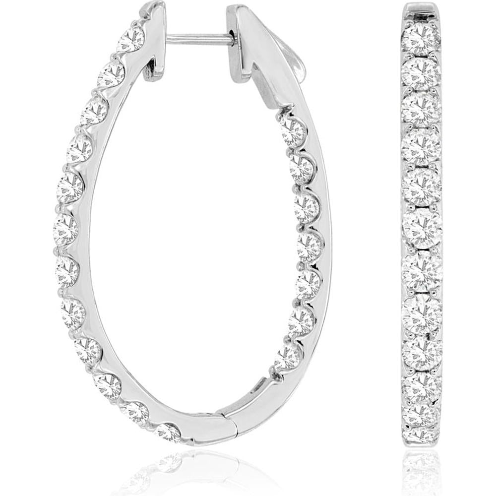 Royal 14K White Gold 5.00 Carat Diamond Hoop Earrings