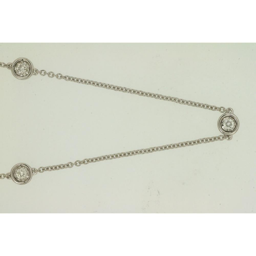 Royal 14K White Gold 7-Station Necklace with Round Diamonds - 0.25 Carats Total Diamond Weight