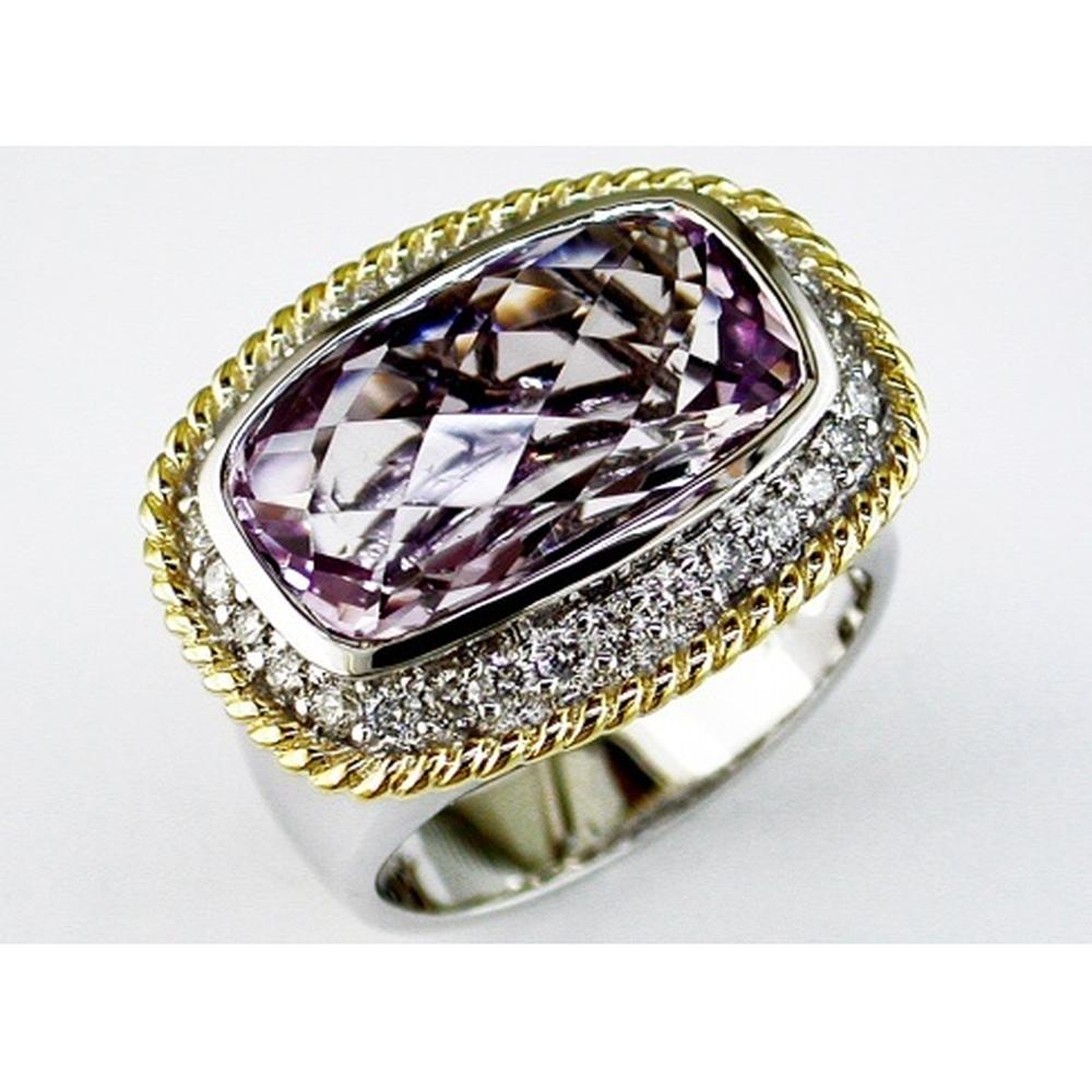 Royal 14K White Gold Amethyst & Diamond Halo Ring - 9.98 Carats Total Weight