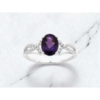 Royal 14K White Gold Amethyst & Diamond Ring - 1.34 Carats Total Gem Weight
