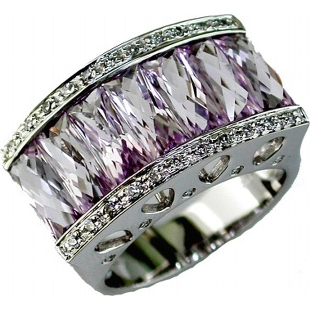 Royal 14K White Gold Amethyst & Diamond Ring - 5.50 Carat Amethyst, 0.20 Carat Diamond Total
