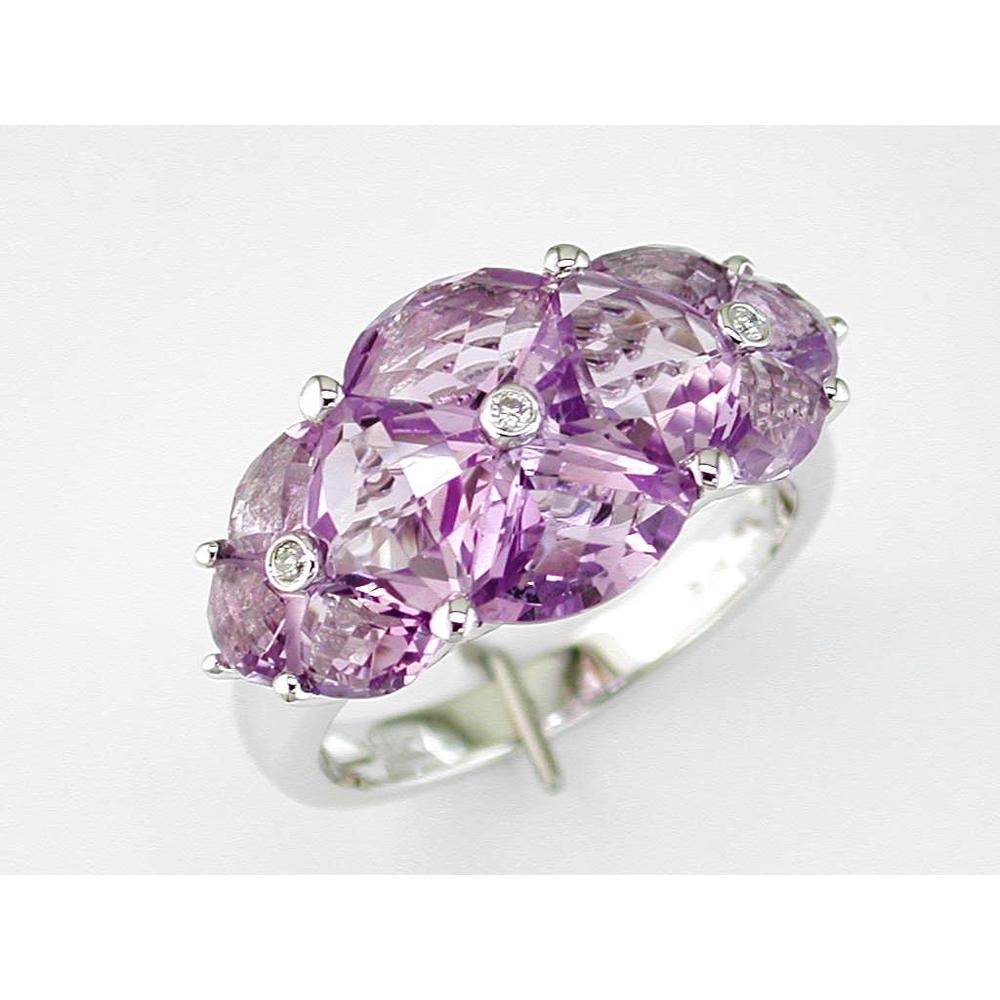 Royal 14K White Gold Amethyst & Diamond Ring - Enchanting Elegance