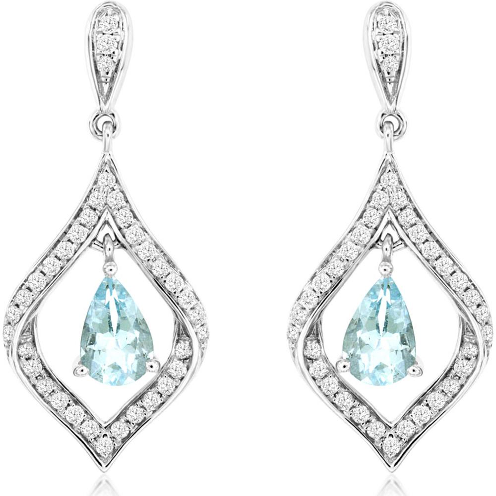 Royal 14K White Gold Aquamarine & Diamond Earrings - 0.70 Carat Total Gemstone Weight