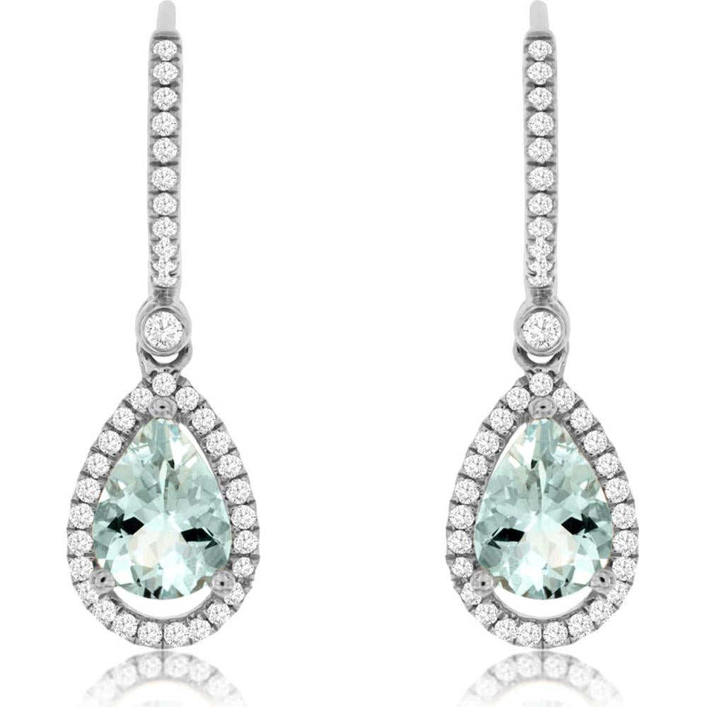 Royal 14K White Gold Aquamarine & Diamond Earrings - Serene Beauty