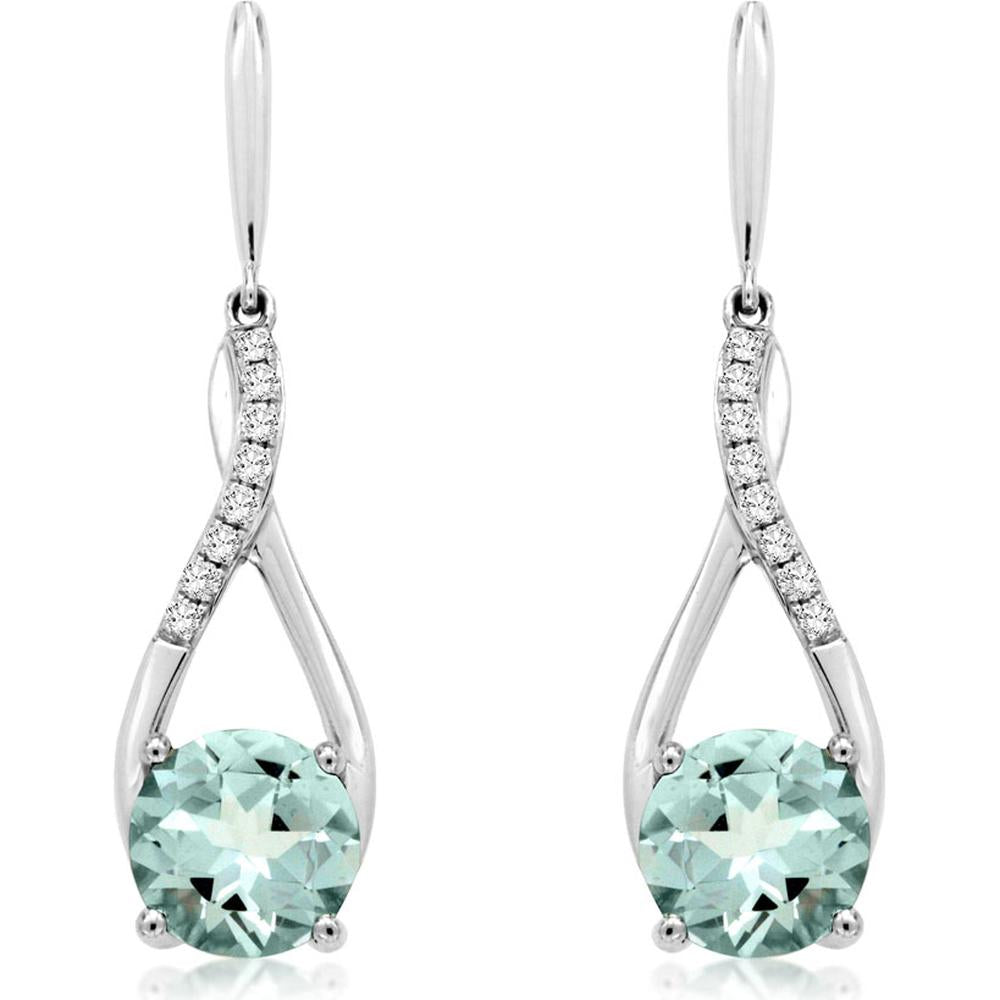 Royal 14K White Gold Aquamarine and Diamond Earrings - Serene Beauty