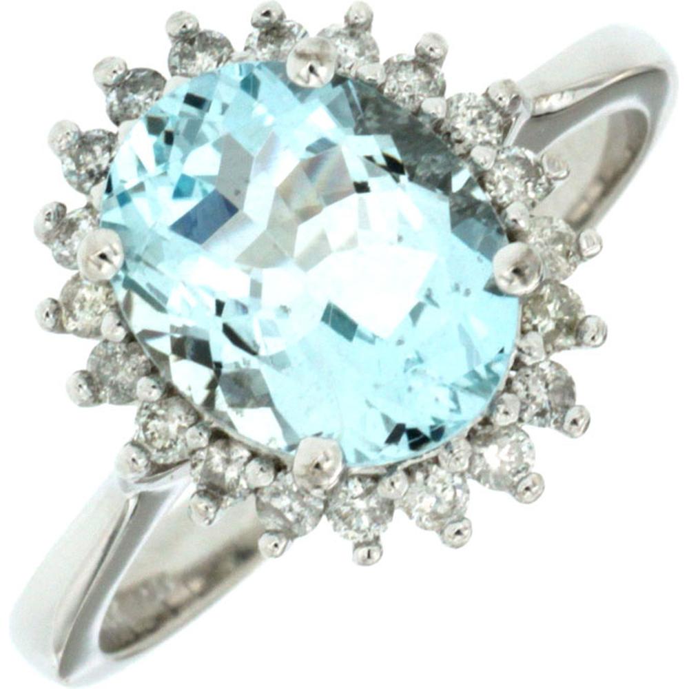 Royal 14K White Gold Aquamarine & Diamond Halo Ring - 2.36 Carats Total Gem Weight
